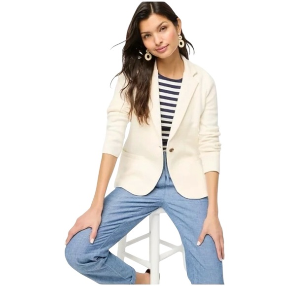 J. Crew Factory Jackets & Blazers - J. Crew Factory Schoolboy Sweater Blazer Ivory Single Button Women’s Large